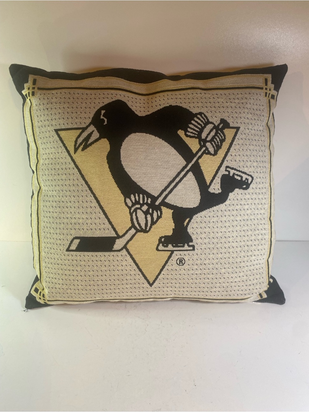 Pittsburgh Penguins Textured Tapestry Logo Throw Pillow 16” Square